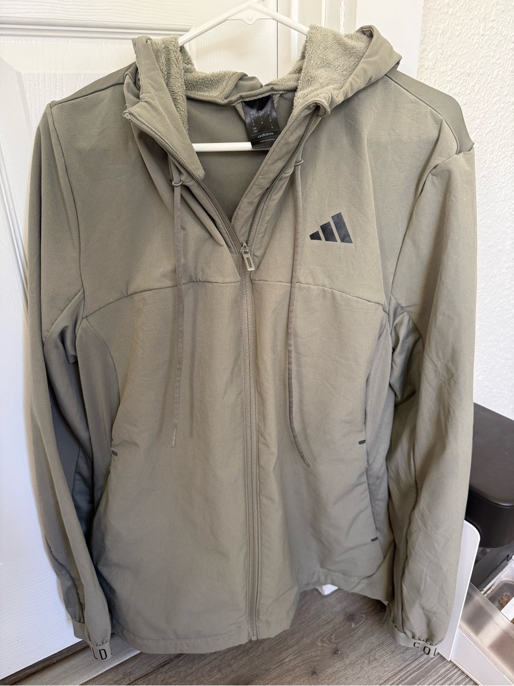 adidas Men’s Olive Hooded Lightweight Jacket